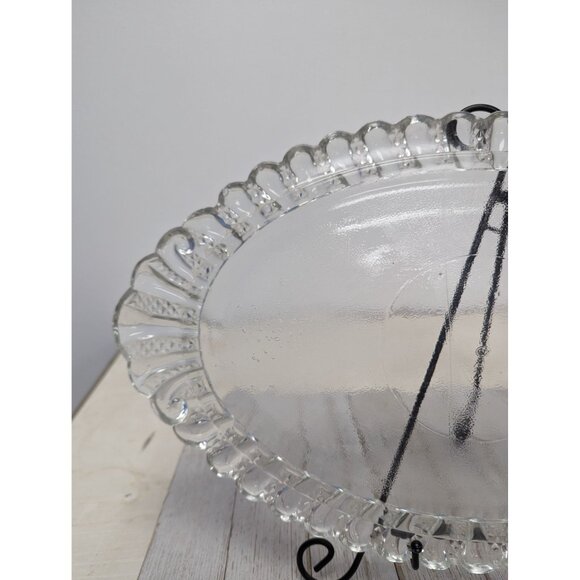 Vintage Pressed Glass Tray Plate Platter 15" by 9 1/4" Scalloped - Picture 8 of 9